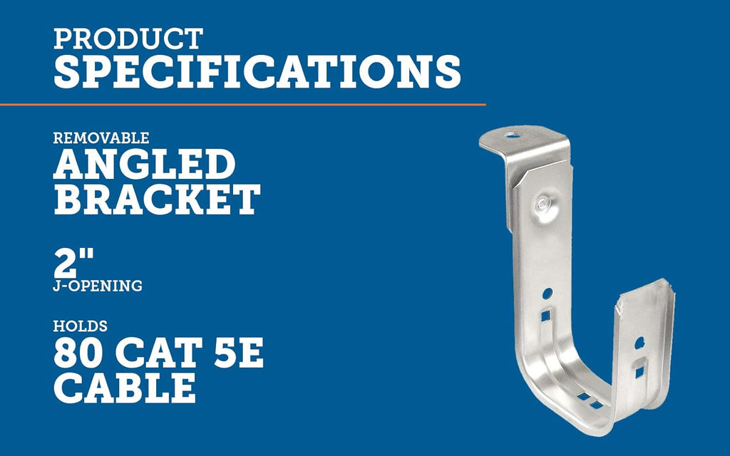 2 Inch Zinc Plated Steel Ceiling Mount J-Hook, 50 Pack U554