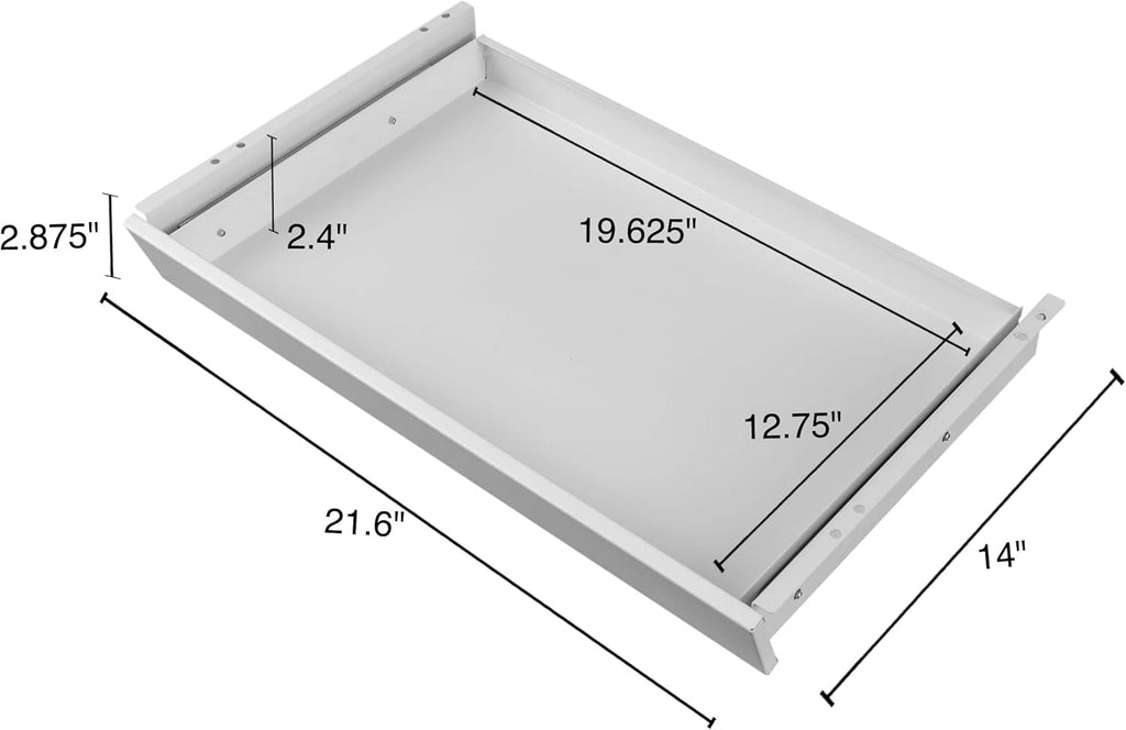 White Sliding Under-Desk Drawer Storage Organizer W6368