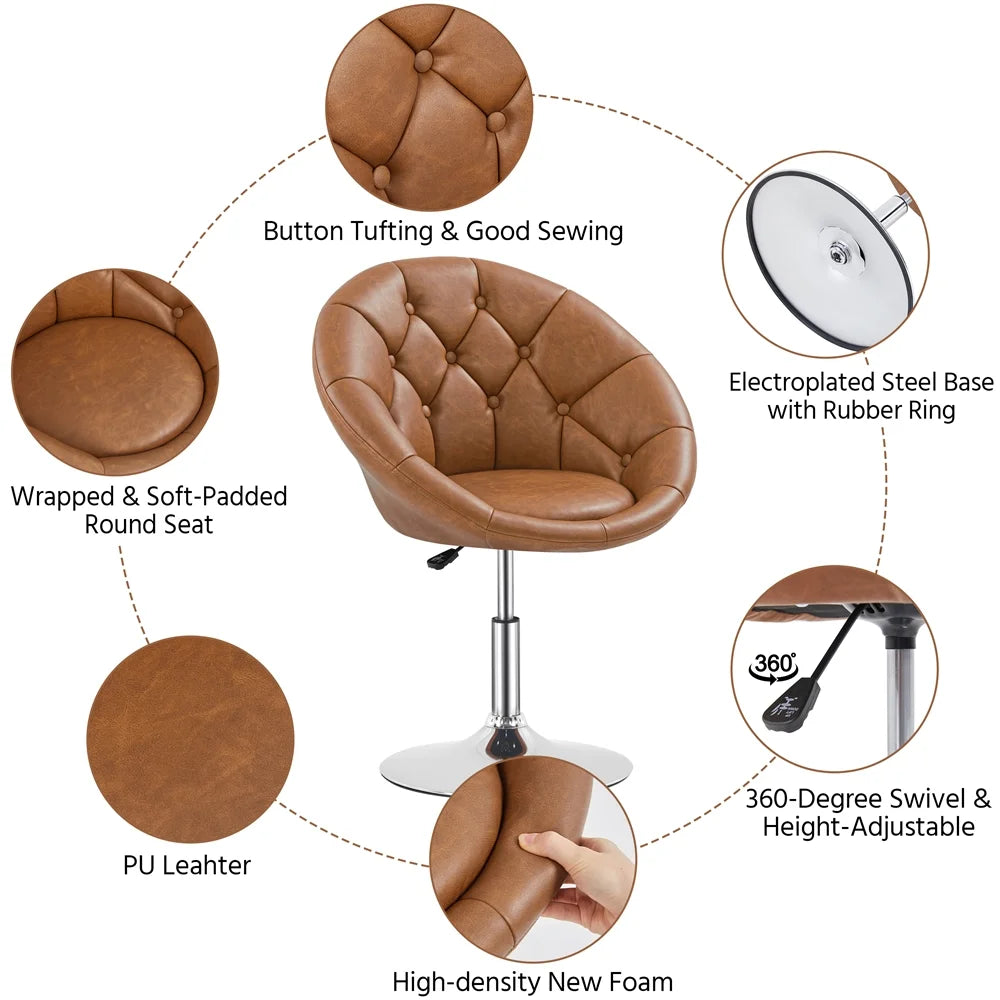 Upholstered Tufted Height Adjustable Swivel Barrel Chair C775
