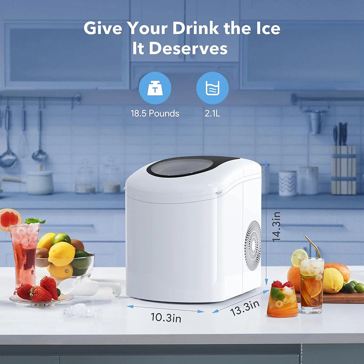 Countertop Ice Maker with Basket and Ice Scoop, White C466877