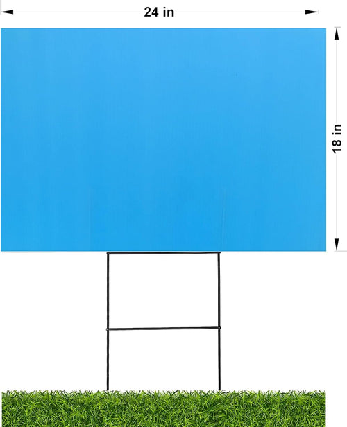 10 Pack Light Blue Blank Signs 18''x24'' x 4 mm with 10 Wire Stake 10''x24'' x 9 Gauge J328