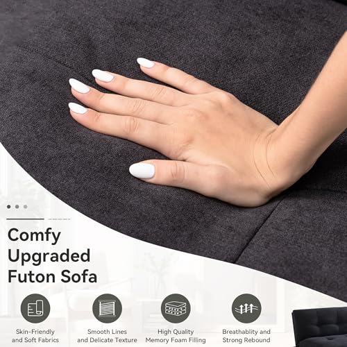Faux Leather Memory Foam Convertible Futon Sofa Bed R988