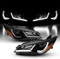 Black LED Tube Projector Headlights Assembly Pair L8893