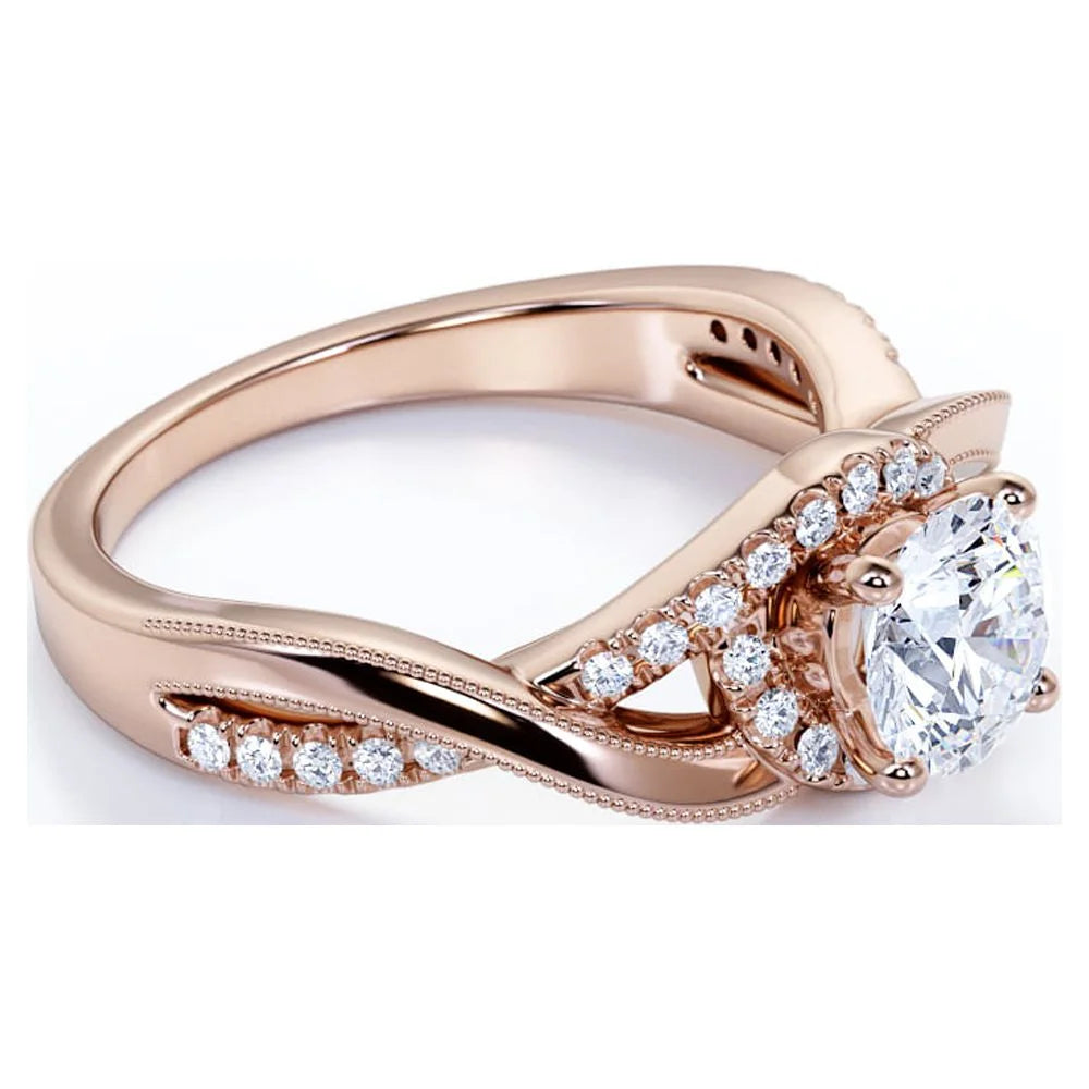 10K Rose Gold Twisted Band Engagement Ring D67827