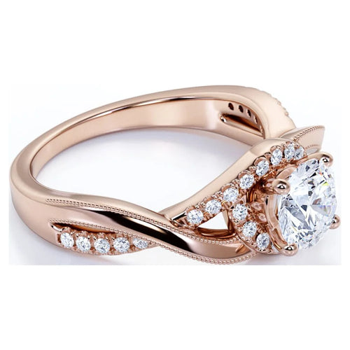 10K Rose Gold Twisted Band Engagement Ring D67827