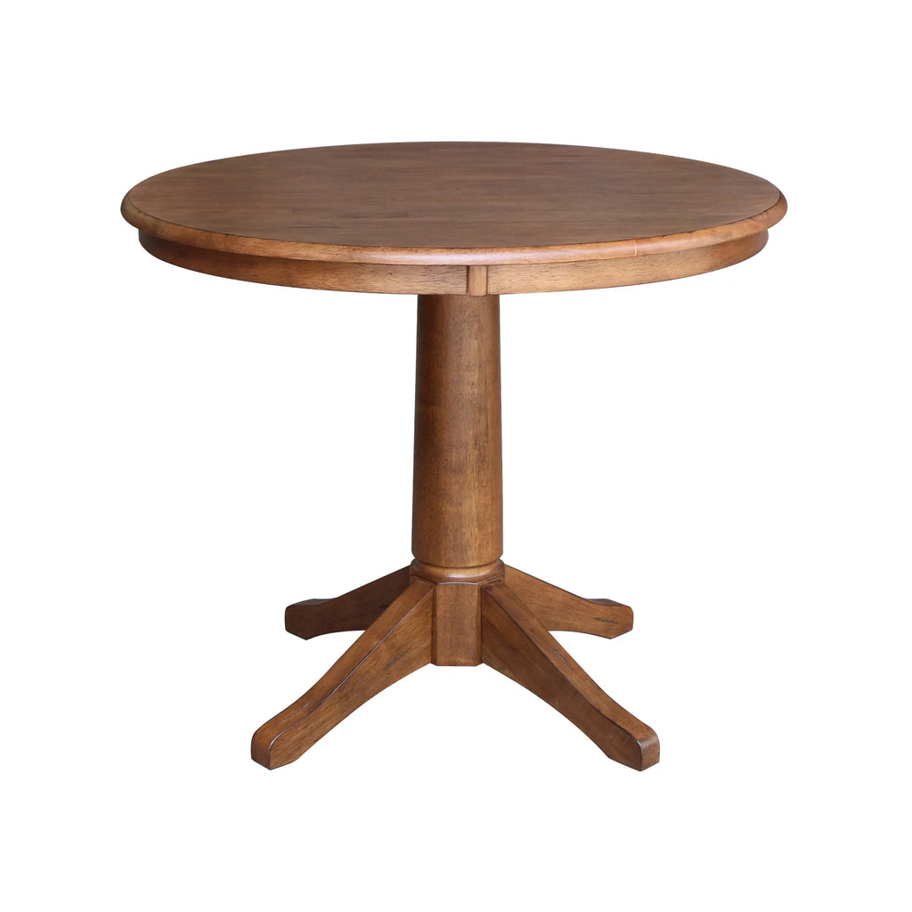3-piece Solid Wood Dining Set with Round Pedestal Table and 2 Chairs T7172