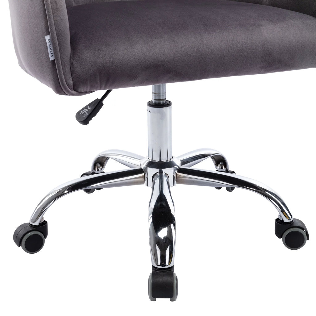 Dark Gray Velvet Swivel Accent Chair with Wheels Q156