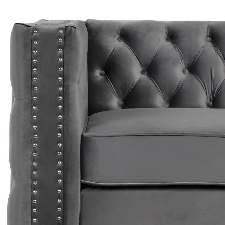 Gray Velvet 3 Pieces Loveseat and 2 Armchairs A5113