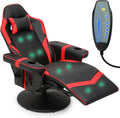 Red PU Leather 360° Swivel Recliner Massage Chair with Footrest I88793