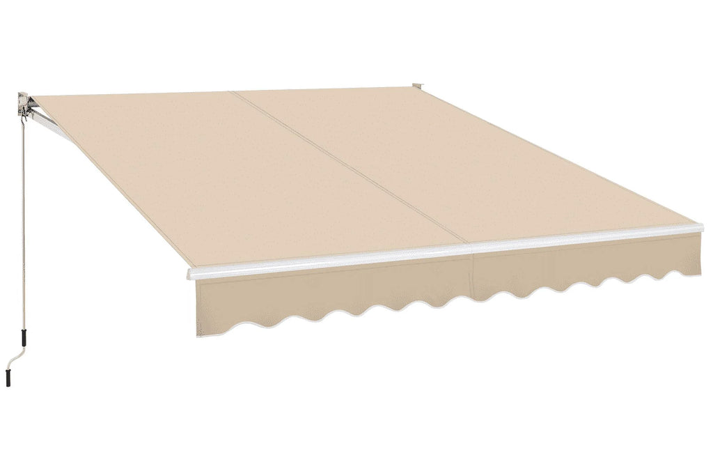 Beige Manual Retractable Outdoor Patio Awning Z659582