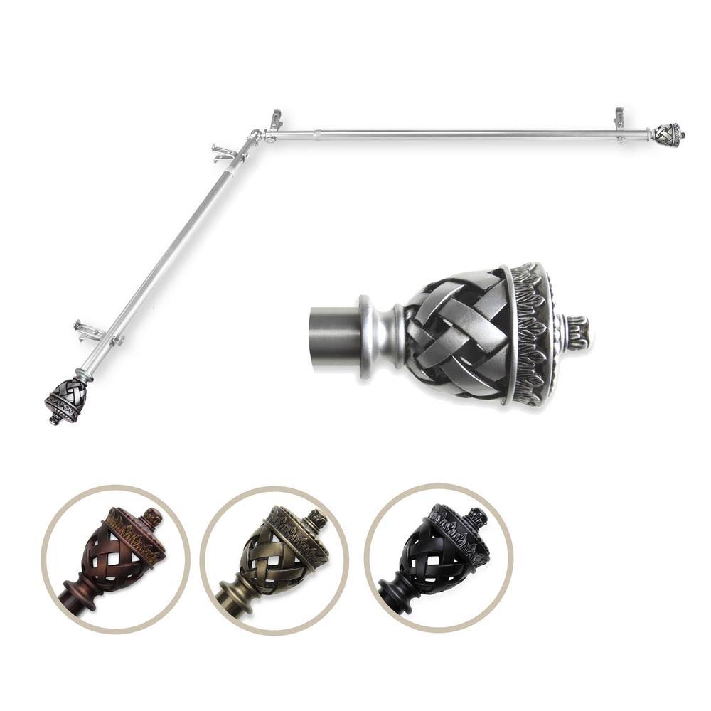 Corner Window Drapery Rod with Urn Finials in Satin Nickel N55603