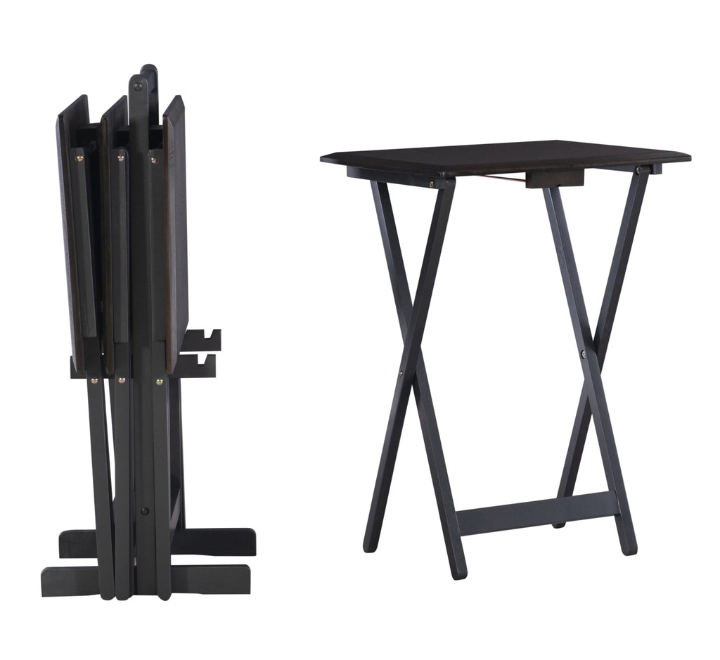 5-Piece Folding Tray Table Set with Stand, Gray P45736