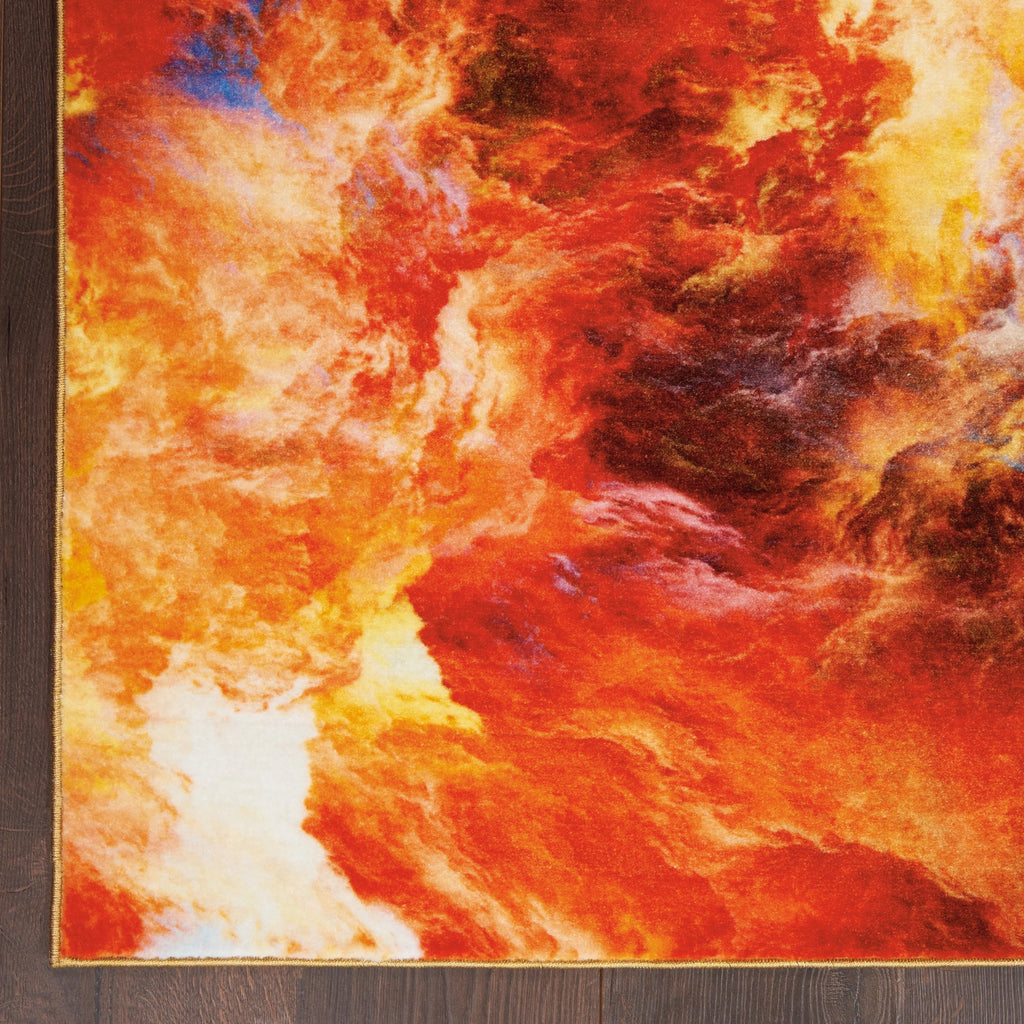 Abstract Red Flame Area Rug R67098