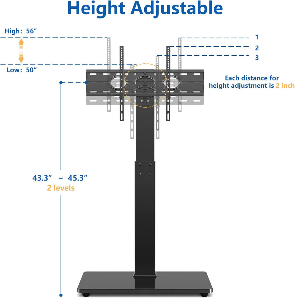 Black Swivel Floor TV Stand for 32-65 inch TVs, VESA 600x400mm W9706