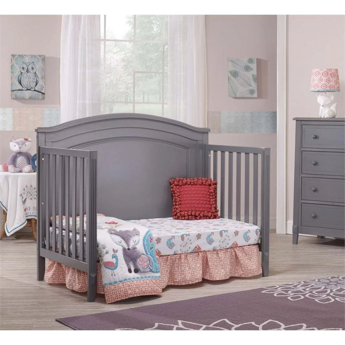 Gray Round Top Panel Crib F832307