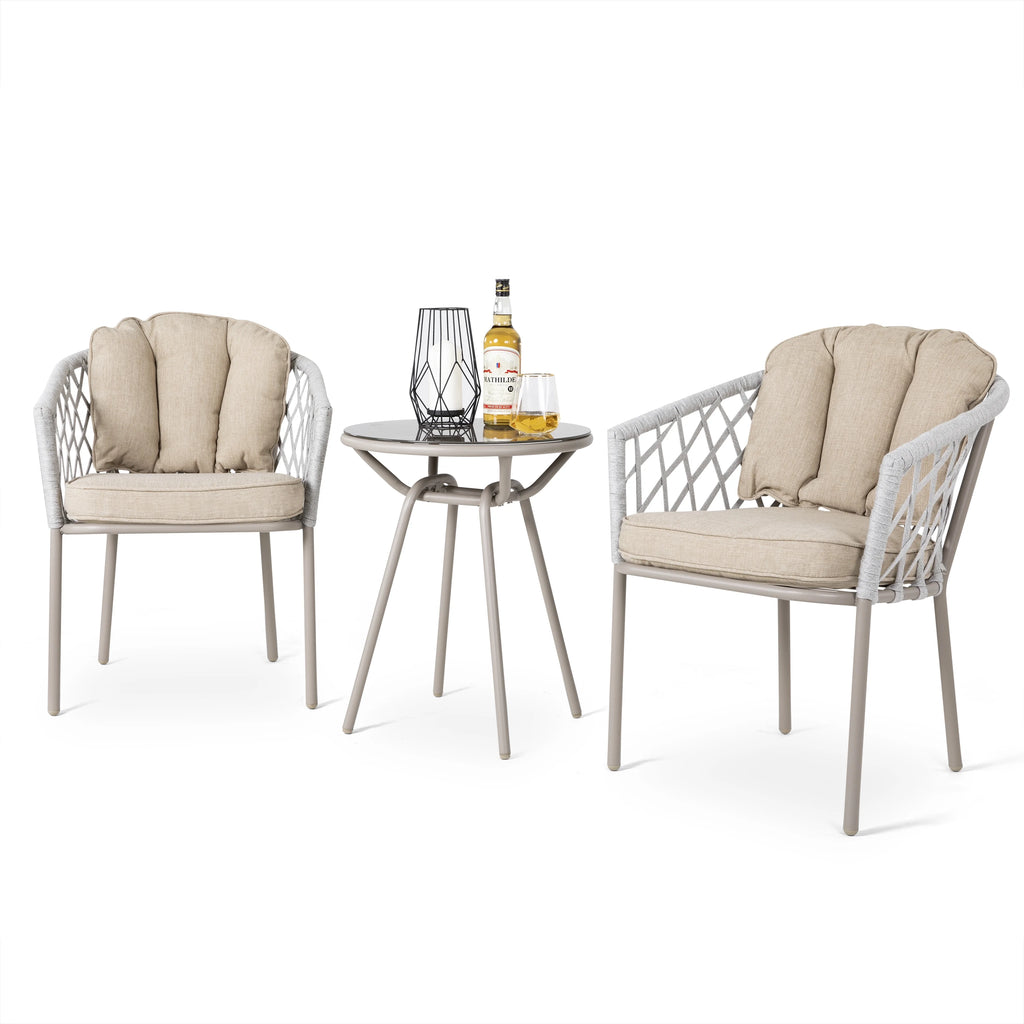 3pcs Steel Rope Bistro Set with Cushions J2117
