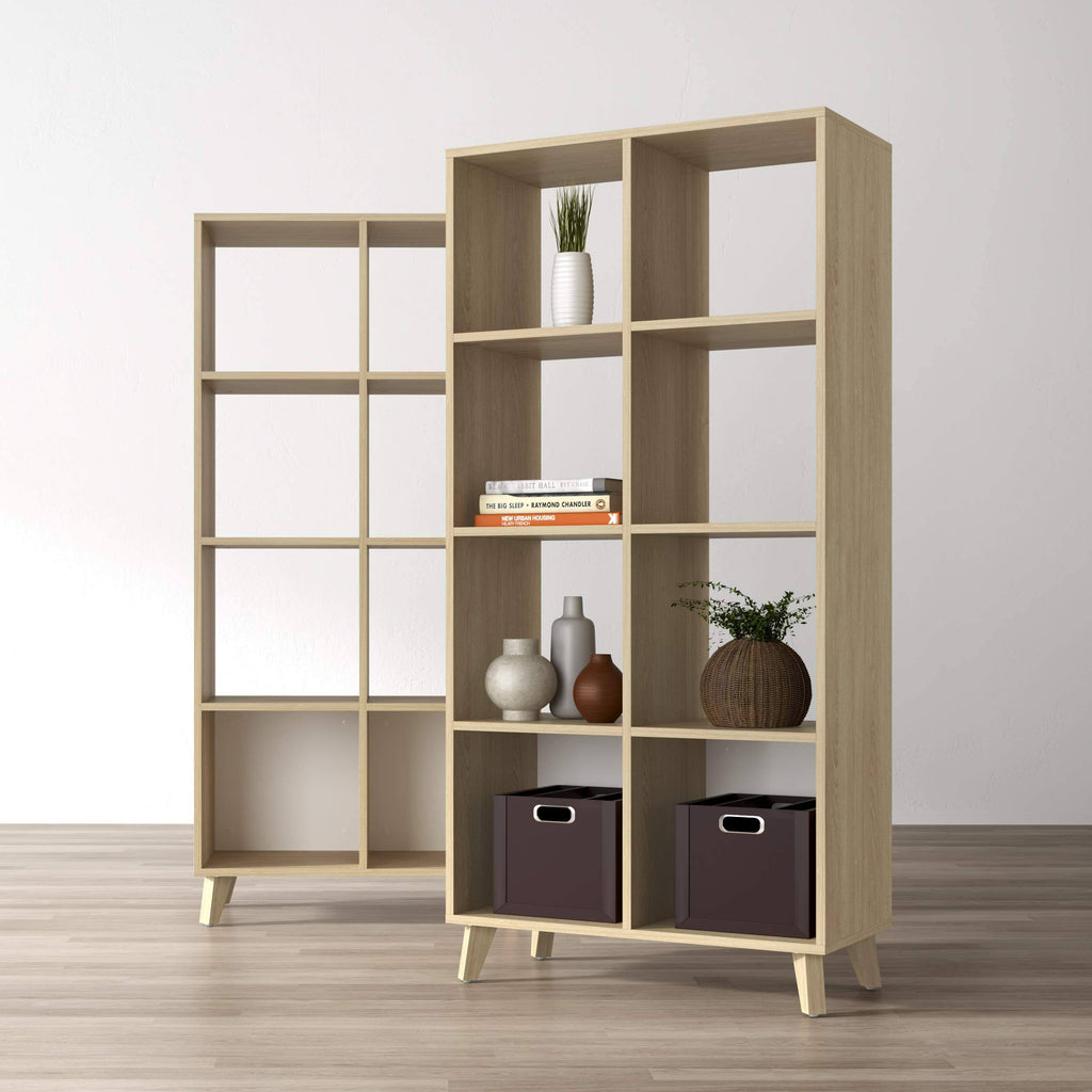 Teak Modern Cube Bookcase with Real Wood Feet Z2947