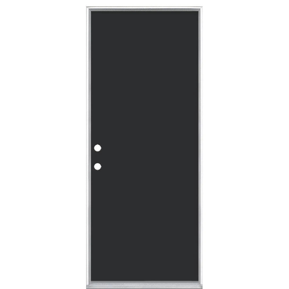 Jet Black Painted Steel Prehung Front Exterior Door F99519