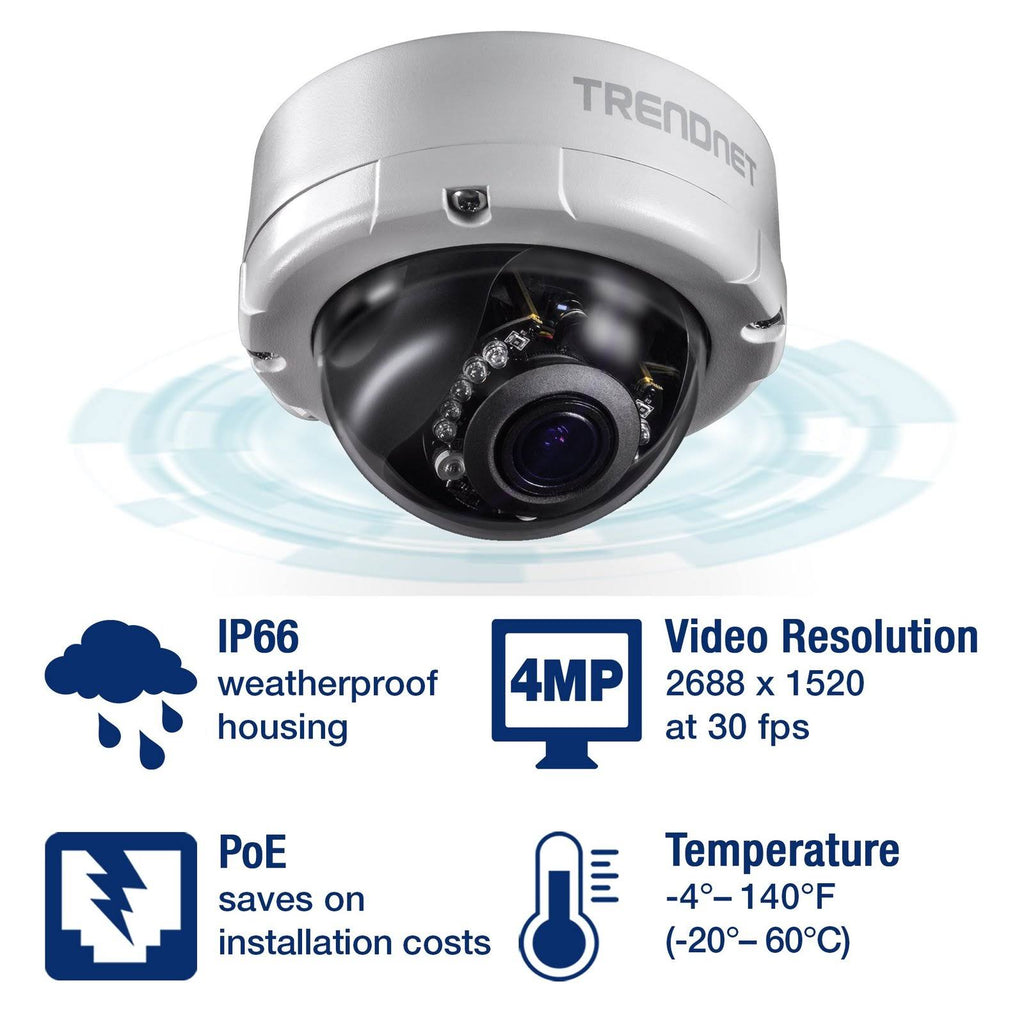 4 Mp Varifocal PoE IR Dome Network Camera H263610