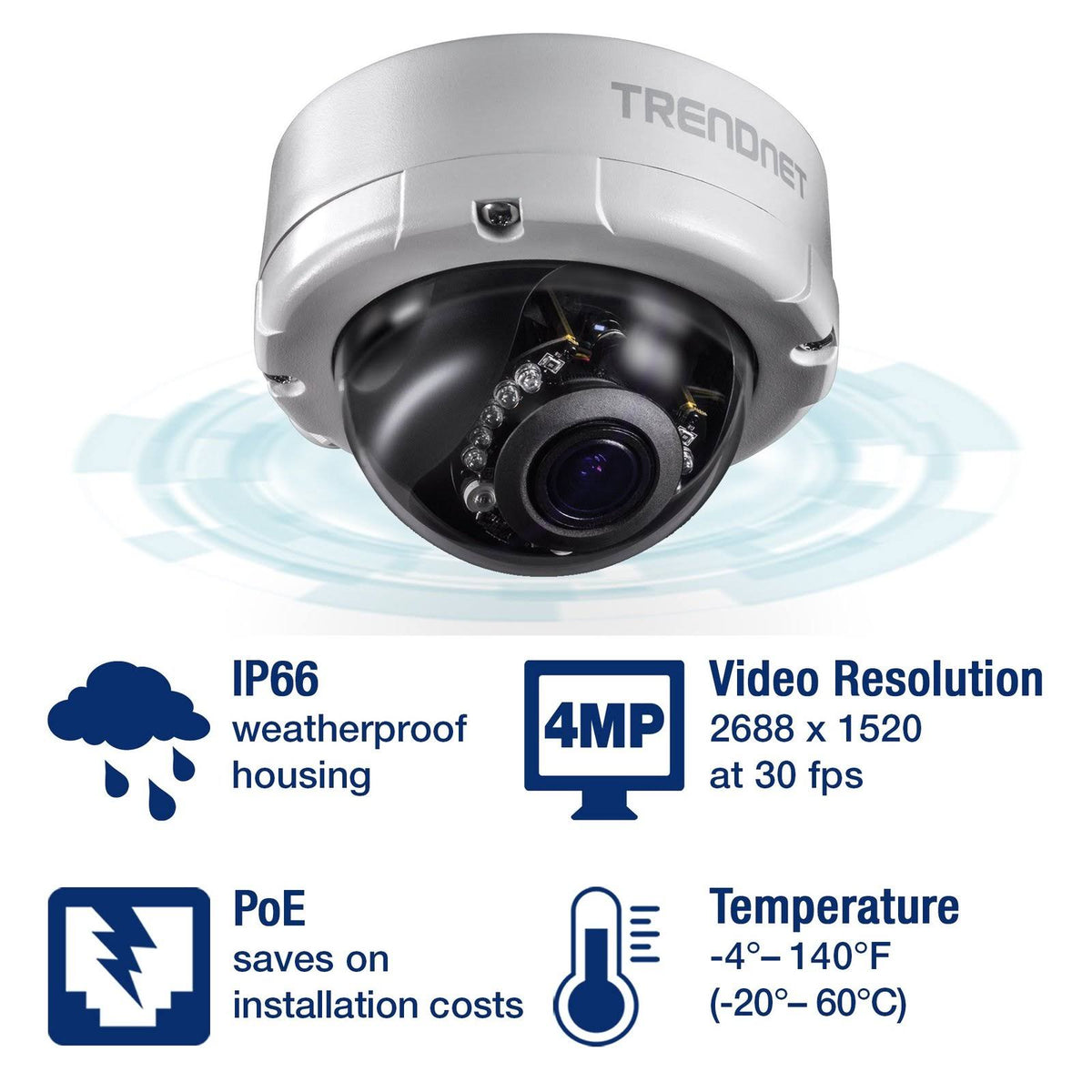 4 Mp Varifocal PoE IR Dome Network Camera H263610