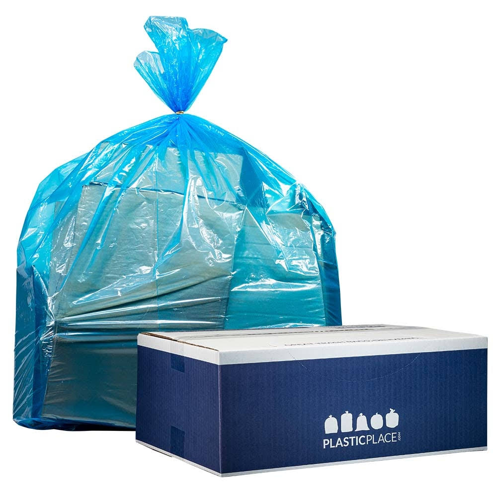 100 / Case 40-45 Gallon Blue Recycling Bags N437896