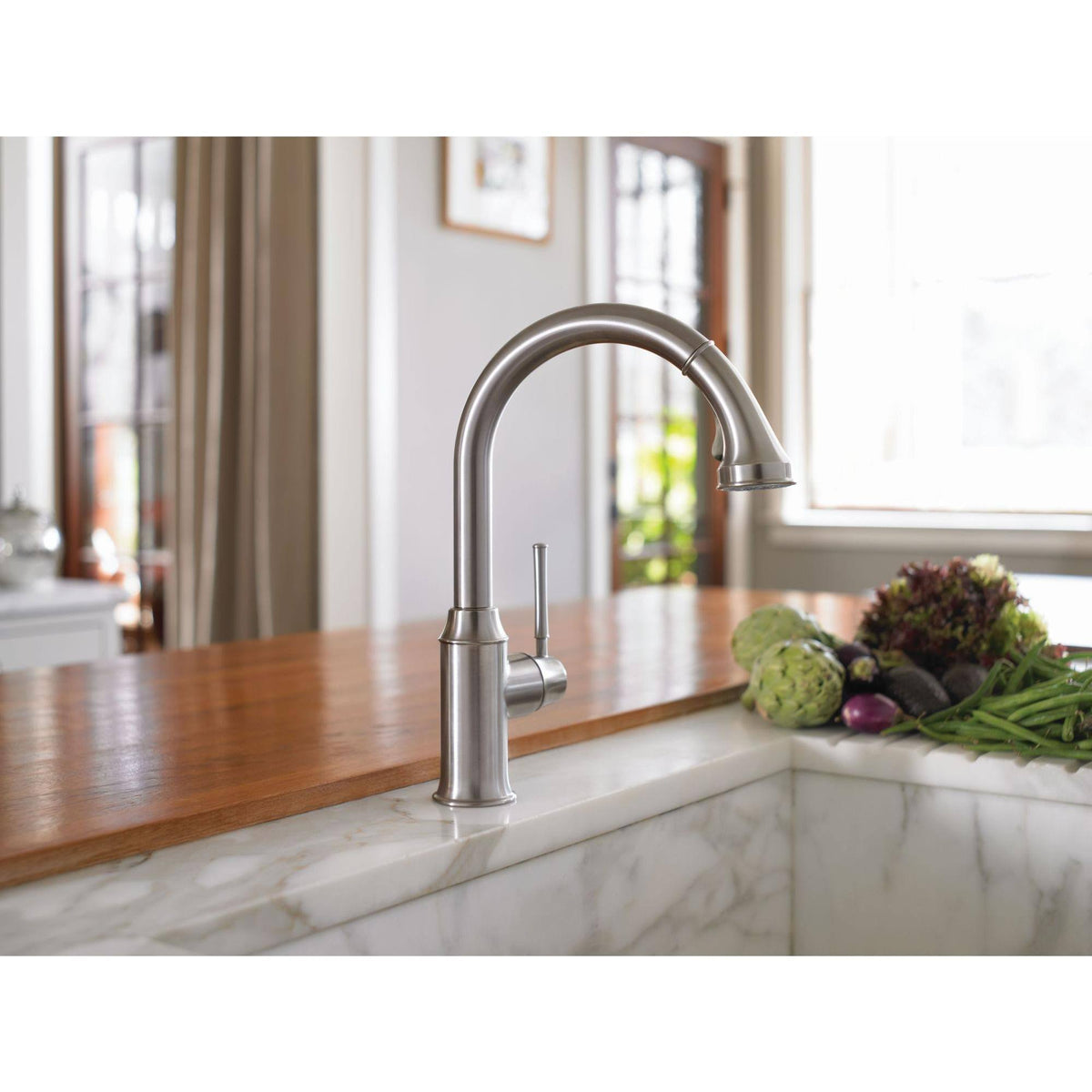 Steel Optik 2-Spray HighArc Pull-Down Kitchen Faucet Z905