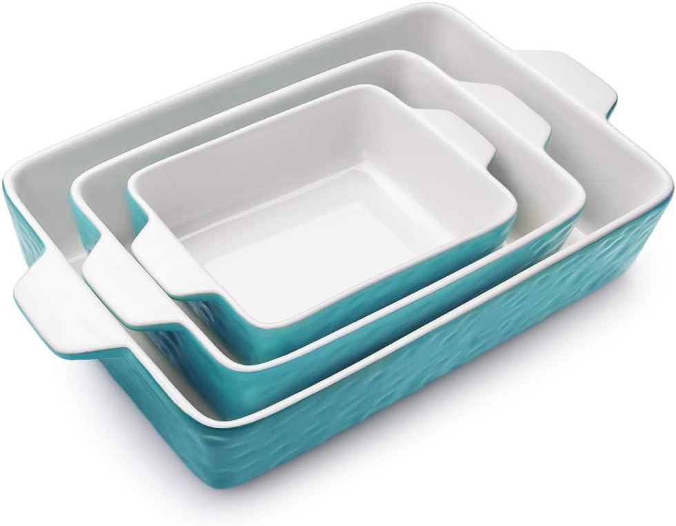 3 PCS Rectangular Ceramic Glaze Baking Dish Set N14209