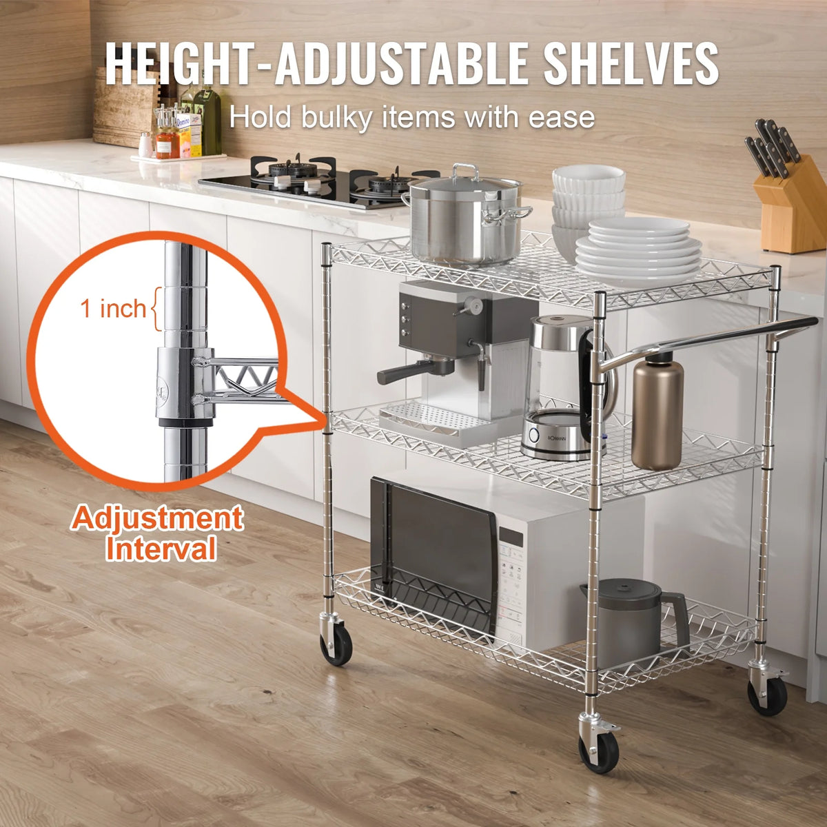3-Tier Utility Rolling Cart on Wheels M594