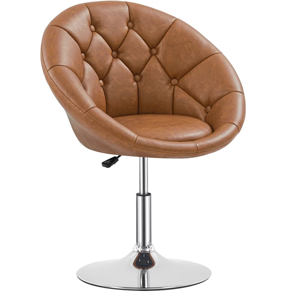 Upholstered Tufted Height Adjustable Swivel Barrel Chair C775