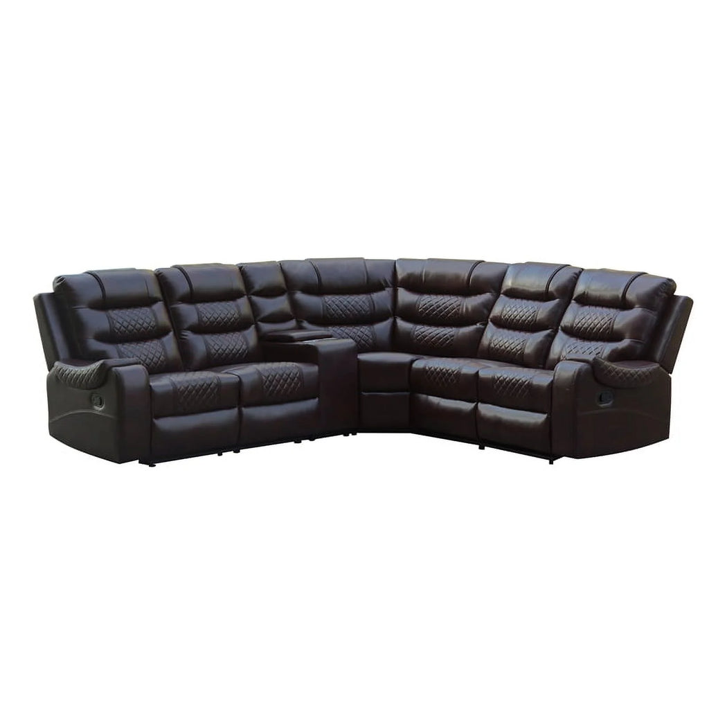 Brown Faux Leather Reclining Sectional O548359