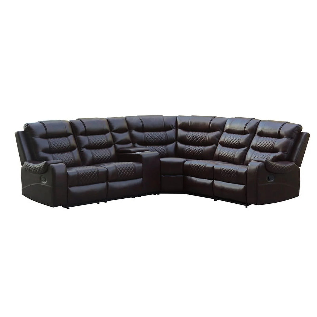 Brown Faux Leather Reclining Sectional O548359