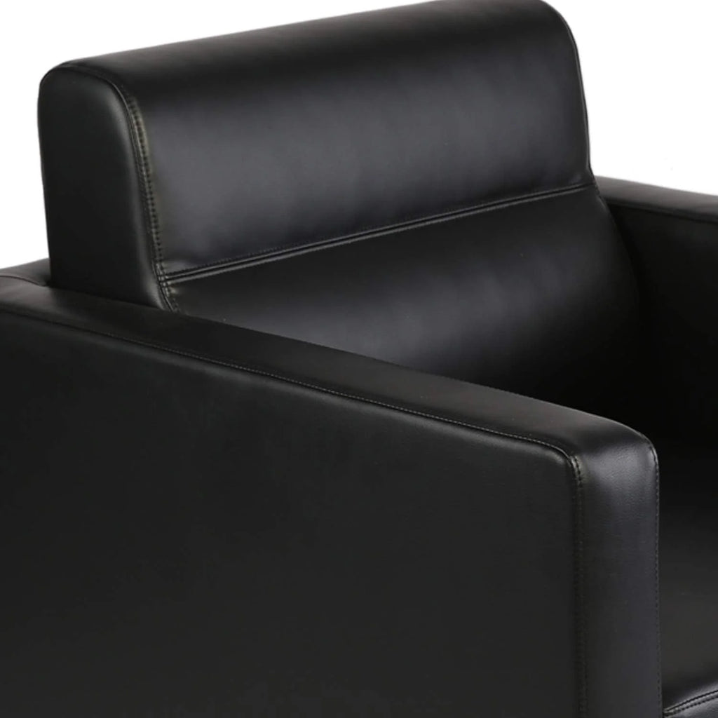 Black Leather Club Chair with Cushion A5114