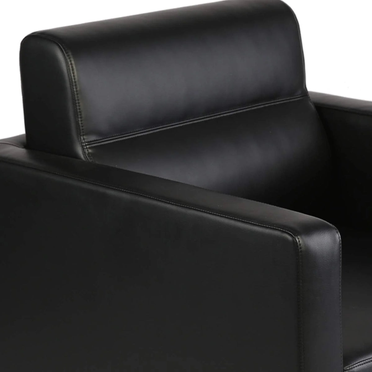 Black Leather Club Chair with Cushion A5114