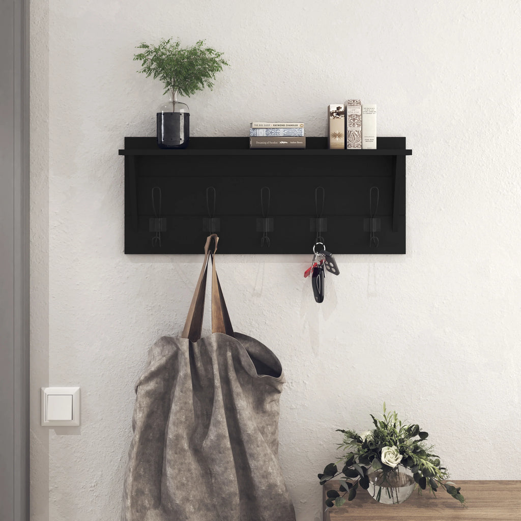 Wall Mounted Coat Rack Shelf with Hooks N735265