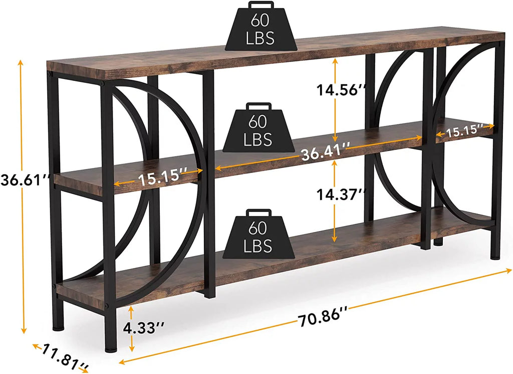70.9 Inch 3 Tier Console Table with Shelves E8251