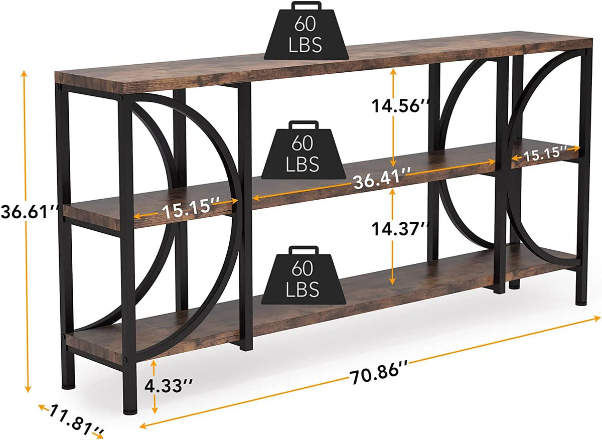 70.9 Inch 3 Tier Console Table with Shelves E8251