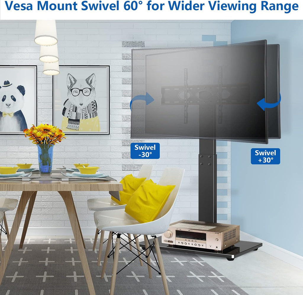 Black Swivel Floor TV Stand for 32-65 inch TVs, VESA 600x400mm W9706