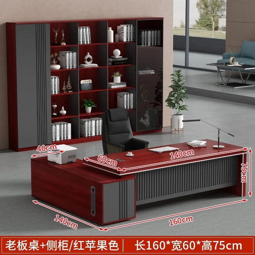 L Shaped Dark Wood Office Desk Y93972