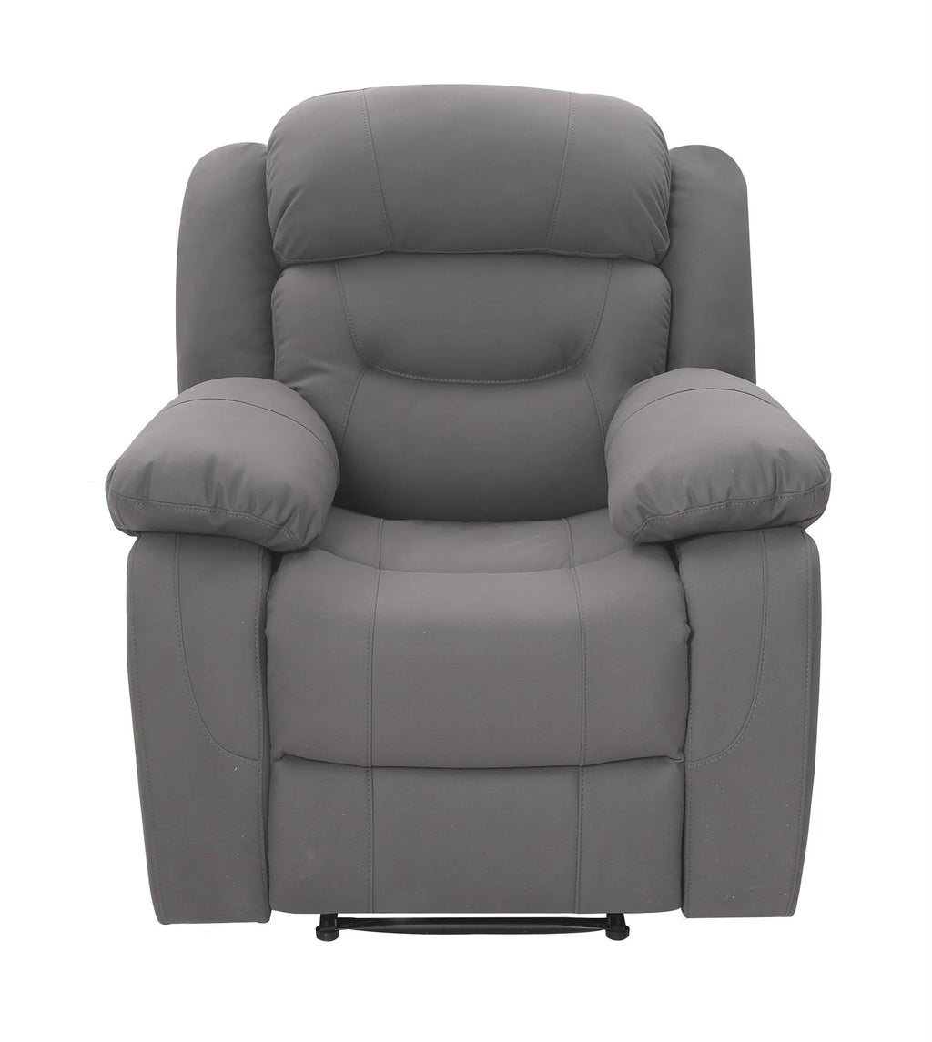 Gray Faux Microsuede Recliner with Cupholder V2237