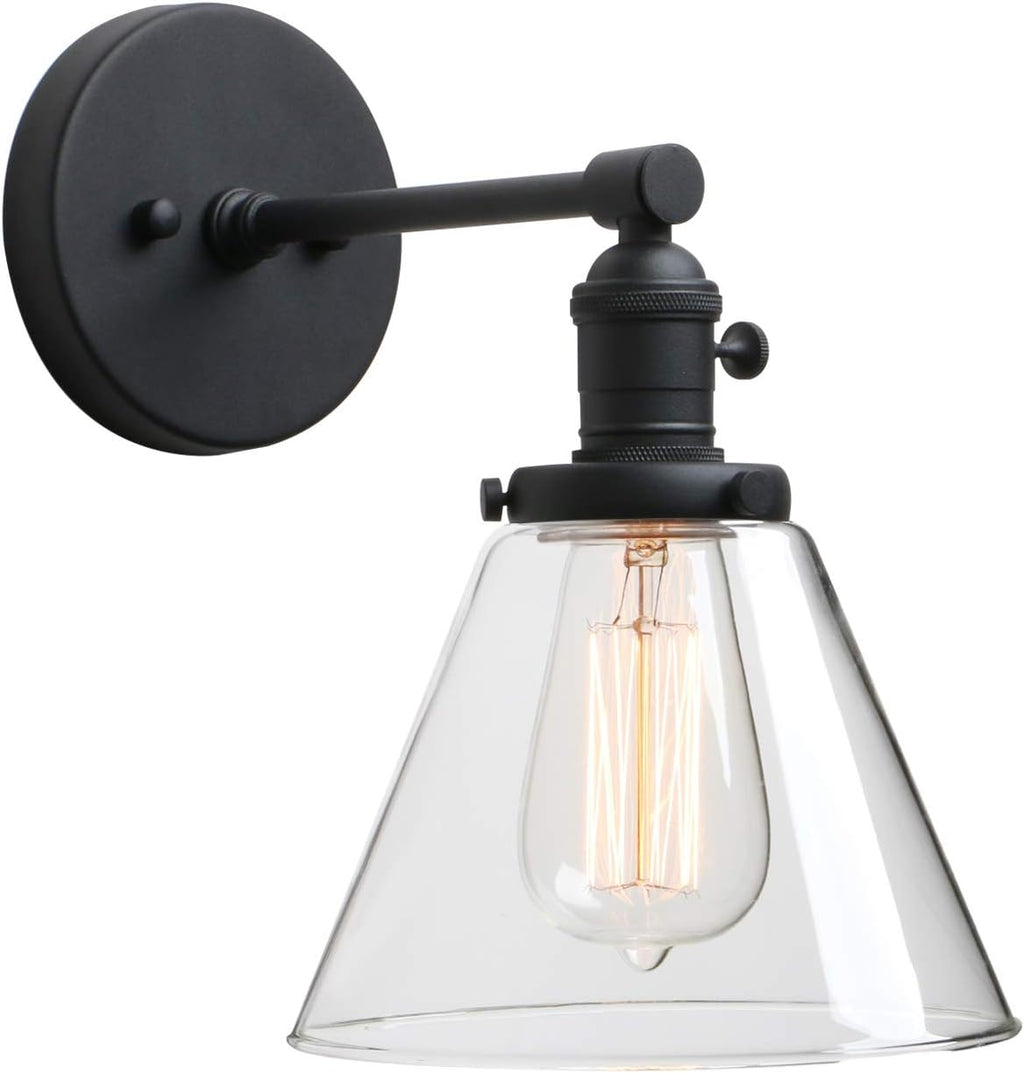 Black Industrial Wall Sconce Light with 7.3 Inches Cone Canopy R133