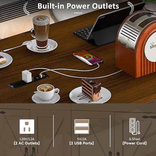 53.5'' Mobile Kitchen Island with Power Outlet W33901
