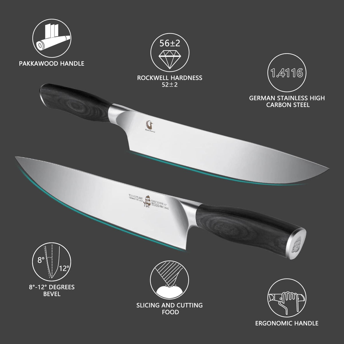 10 inch German Stainless High Carbon Steel Chef Knife Y57076