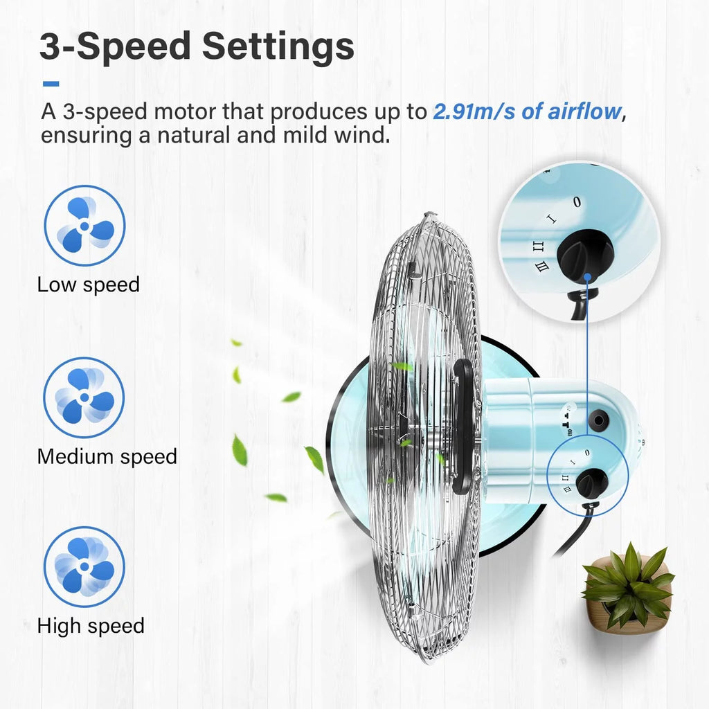 Metal Pedestal Fan, Quiet Oscillating Standing Fan with Height Adjustable D369
