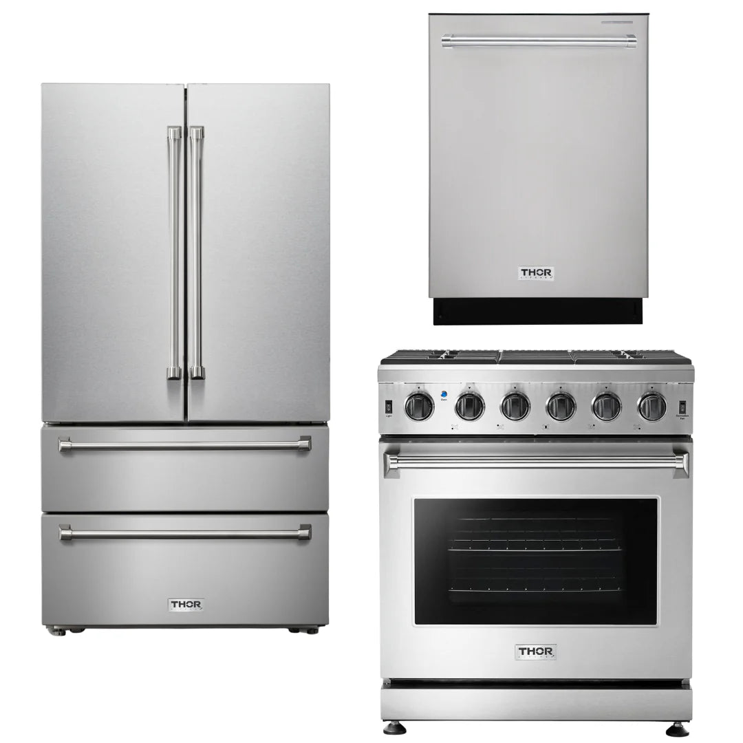 30 In. Natural Gas Range, 36 In. Pro Refrigerator, 24 In. Dishwasher Y90452