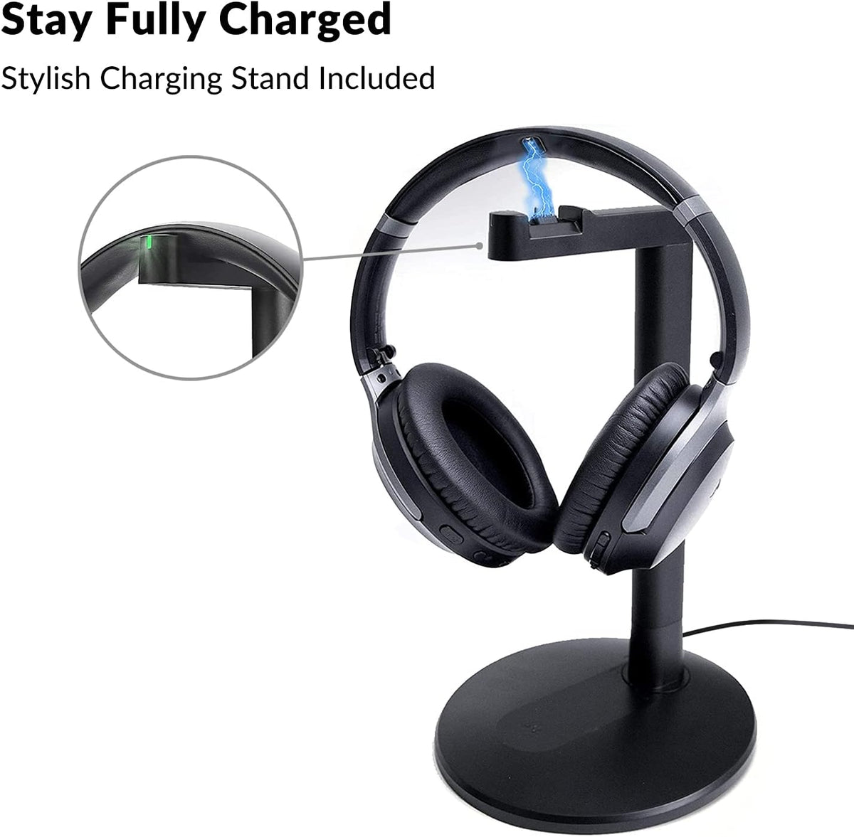 Wireless Noise Cancelling Headphones with Charging Dock Base, Bluetooth 5.0 Headset with Boom Mic W87158