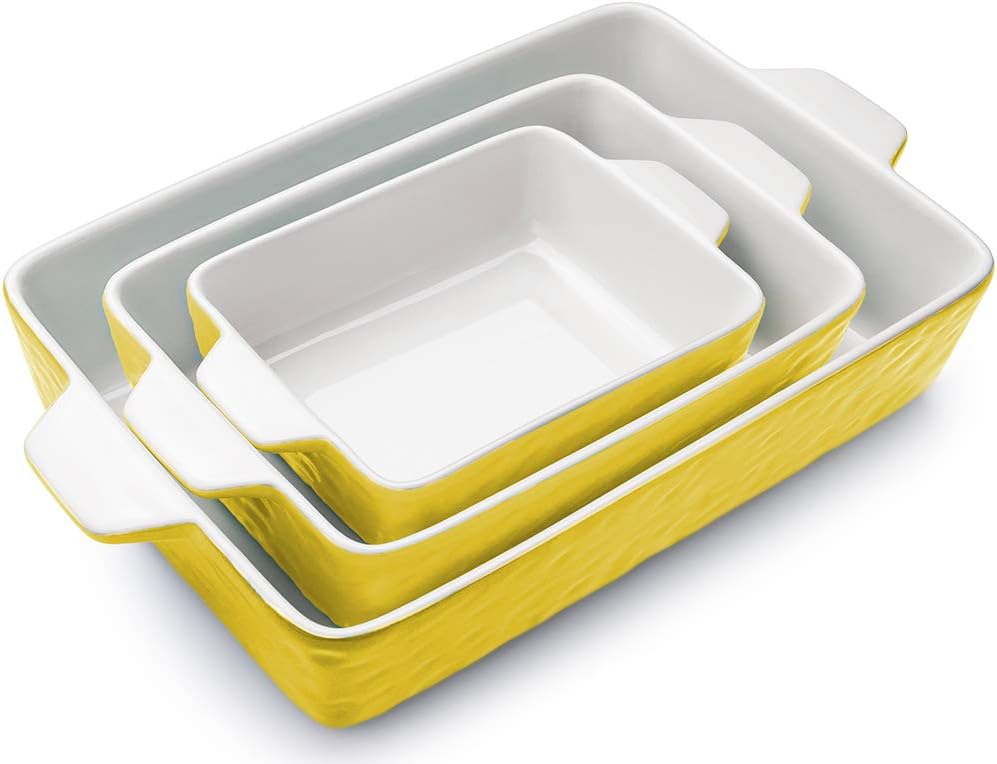 3 PCS Rectangular Ceramic Glaze Baking Dish Set N14209