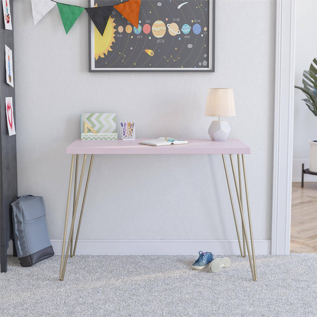 Retro Computer Desk Pink/Gold V98102