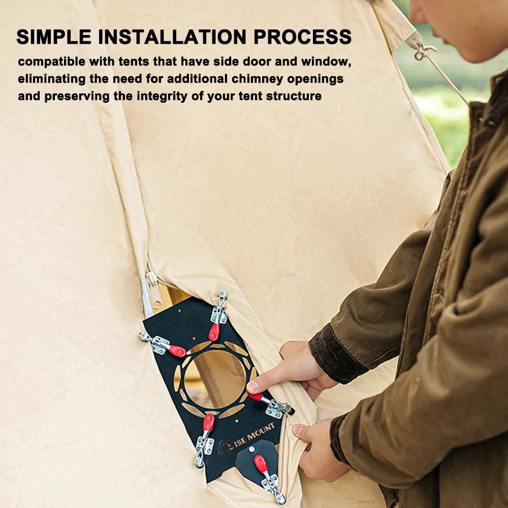Tent Chimney Anti Scald Plate Clip on Stove Jack Camping Tent Protector (90mm Diameter) S714