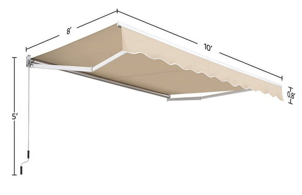 Beige Manual Retractable Outdoor Patio Awning Z659582
