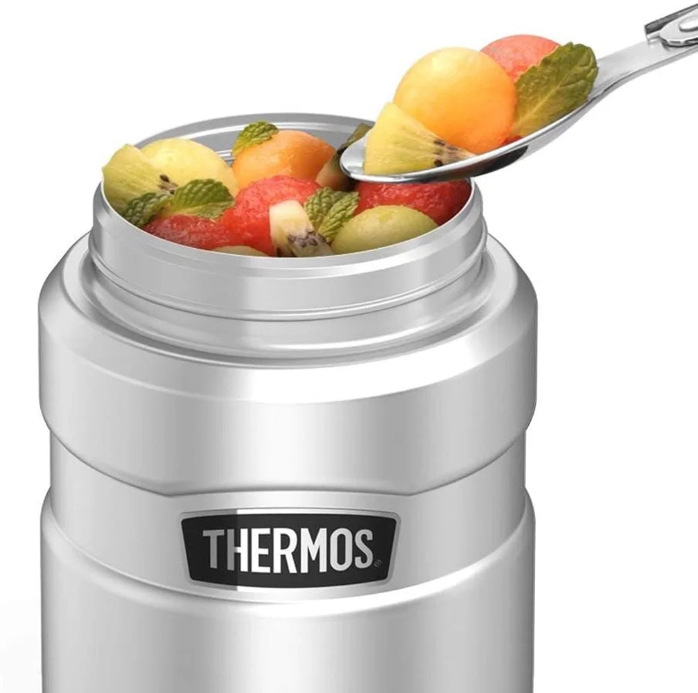 Stainless Steel Food Jar with Folding Spoon, 16oz L26561
